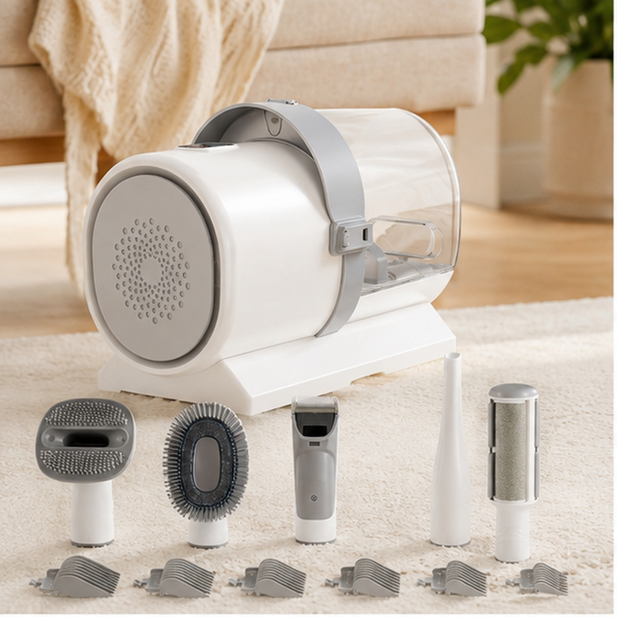 Little Paw Folk pet grooming vacuum and clipper kit with base unit, flexible hose and attachment heads